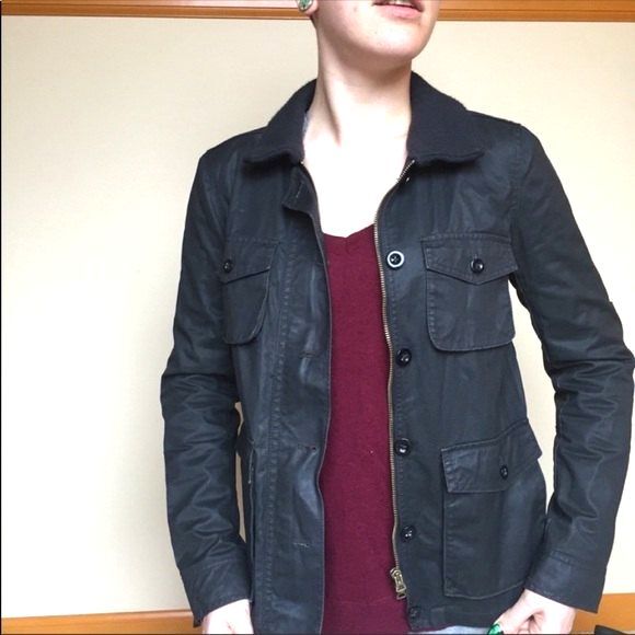 EC J. Crew Washed And Aged Waxed Utility Jacket Coat Size XS - Picture 2 of 8